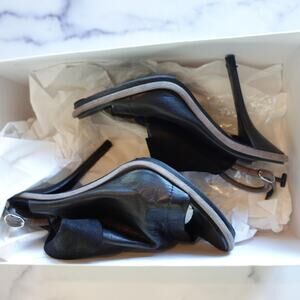 Balenciaga Glove Slingack Heels Womens 8 EU 38 Black Leather Stiletto Sandals